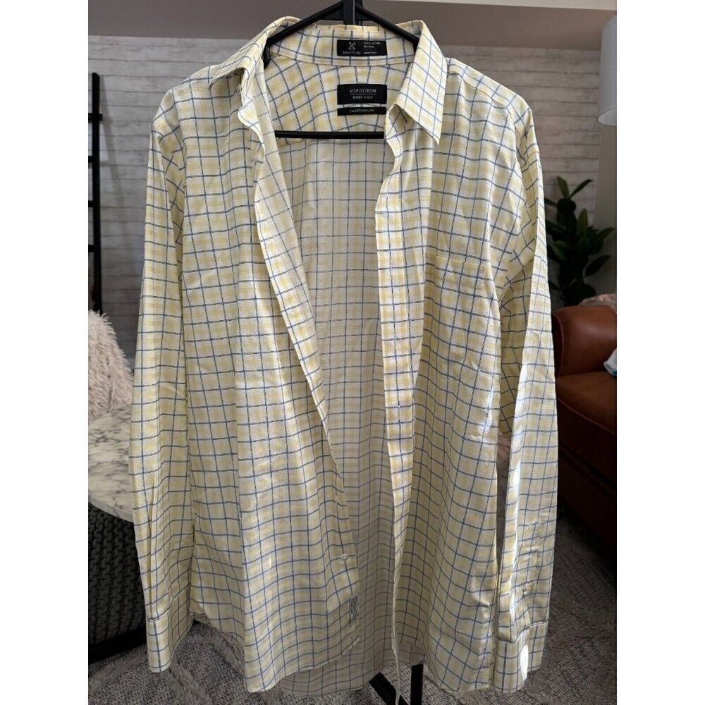 Nordstrom Wrinkle Free Smartcare Traditional FIt Plaid Dress Shirt Size 15.5 - Picture 1 of 5